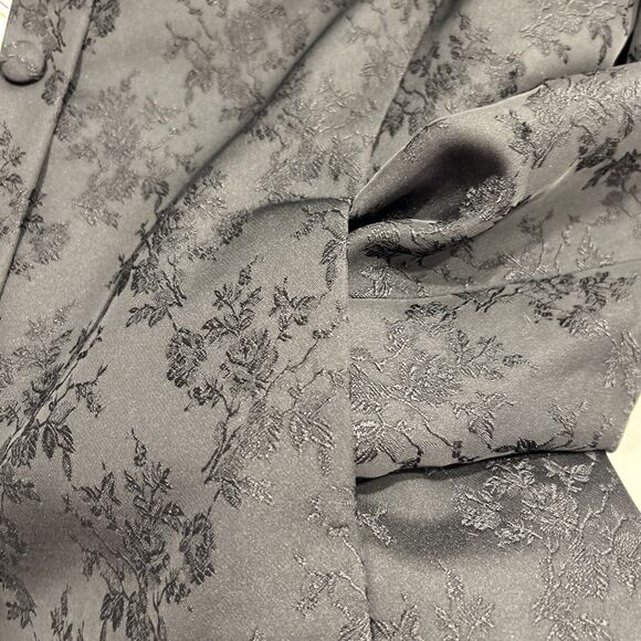 Laura Scott Women Petite 14p Black Jacquard Jacket Blazer Button Front Lined Pad - Picture 8 of 8